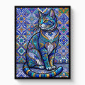 Mosaic Cat Azure - Luxury Wall Art