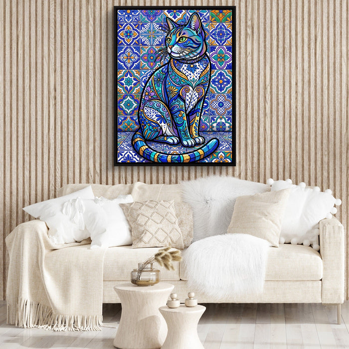 Mosaic Cat Azure - Luxury Wall Art