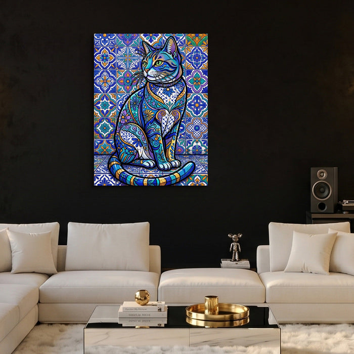 Mosaic Cat Azure - Luxury Wall Art