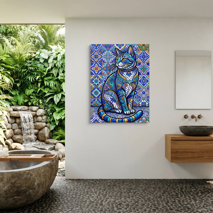 Mosaic Cat Azure - Luxury Wall Art