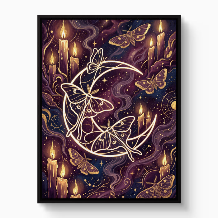 Moths Golden Glow — moths golden glow white studio framed black