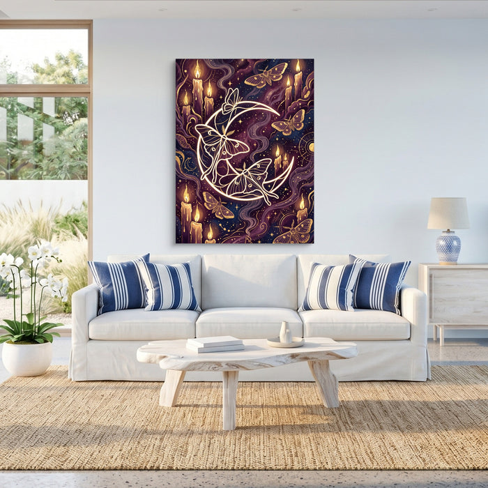 Moths Golden Glow — moths golden glow sq beach house 1port flush print