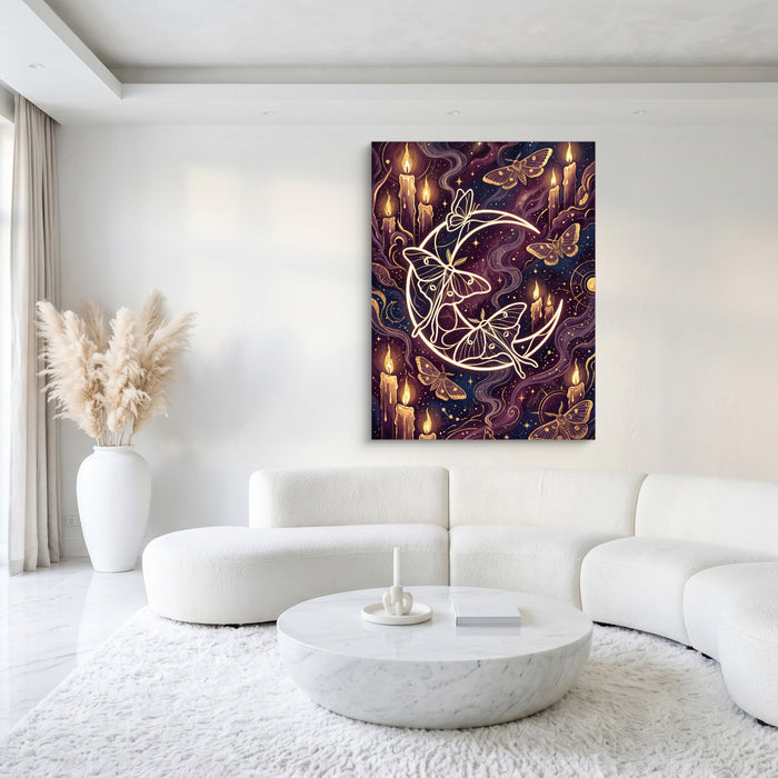 Moths Golden Glow — moths golden glow sq white luxury 1port flush print
