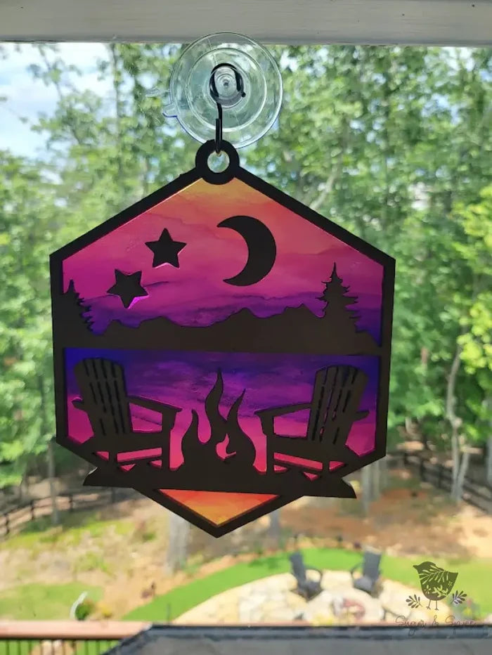 Mountain Campfire Sunset Catcher - Premium  from Sugar and Spice - Just $15! Shop now at Sugar and Spice Paper