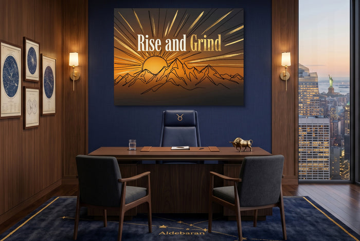 Mountains Golden Sunrise — mountains golden sunrise office with city view 1land flush print