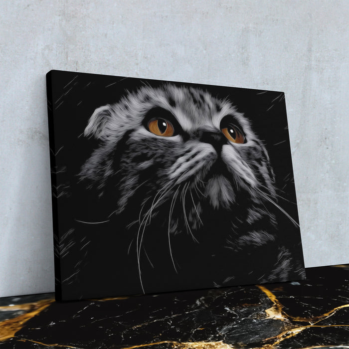 Munchkin Cat Luminous Eyes — Munchkin Cat Luminous Eyes Against Wall4x5 Reflect 7
