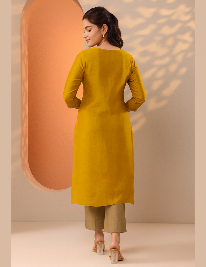 Festive mustard kurti shop new arrivals