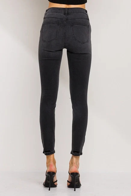 Mylea Whiskered Black Skinny Jeans
