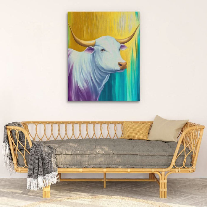 Mystical Horns of Light - Man Cave Wall Art in Black Frame