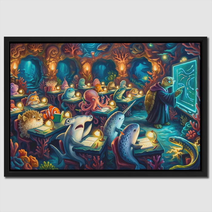 Narwhals Bioluminescent School canvas wall art