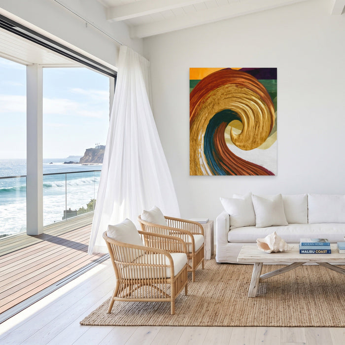 Natural Pigment Swirl canvas wall art, room view