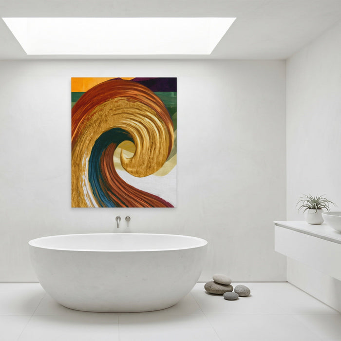Natural Pigment Swirl canvas wall art, room view