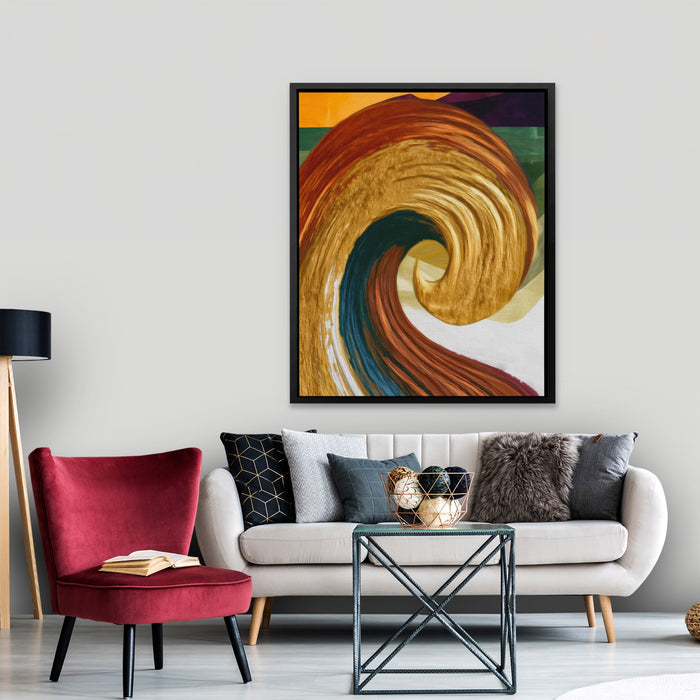 Natural Pigment Swirl canvas wall art, room view