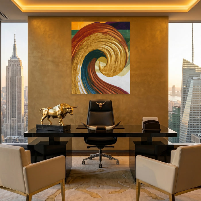 Natural Pigment Swirl canvas wall art, room view