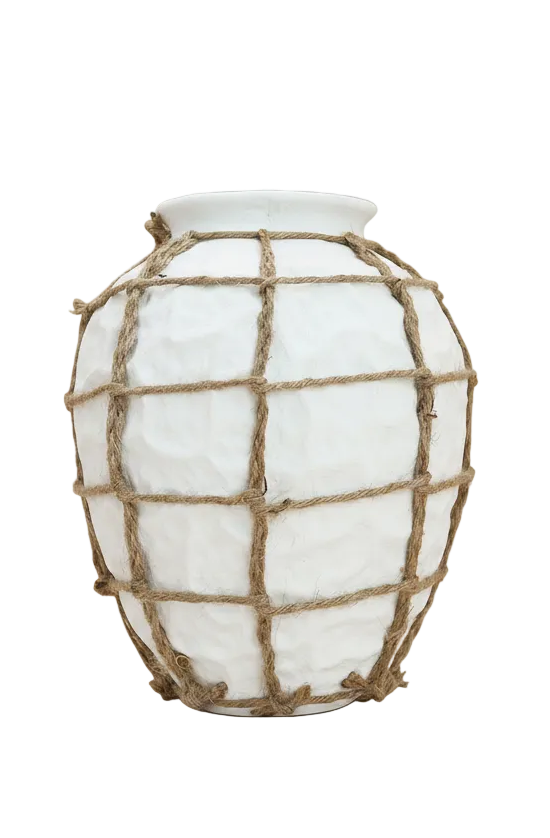Nautica Woven Barrel Vase White