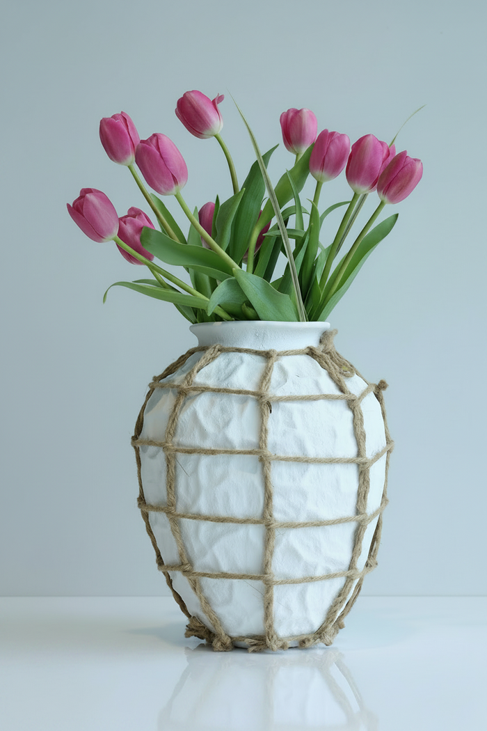 Nautica Woven Barrel Vase White