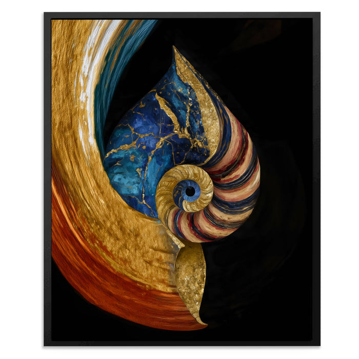 Nautilus Golden Spiral canvas wall art, room view