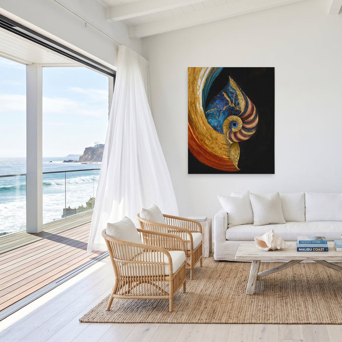 Nautilus Golden Spiral canvas wall art, room view
