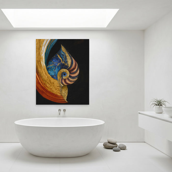Nautilus Golden Spiral canvas wall art, room view