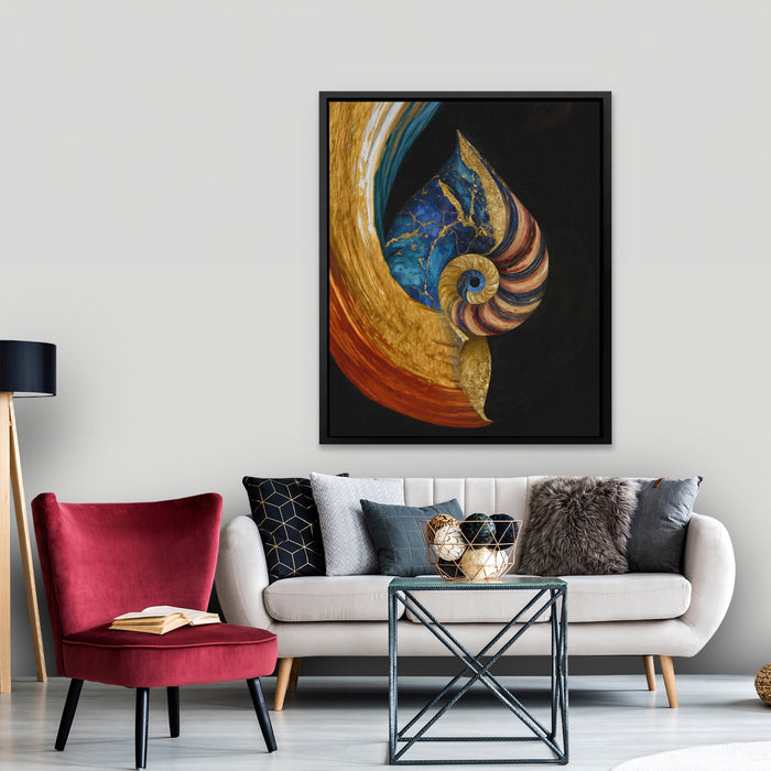 Nautilus Golden Spiral canvas wall art, room view