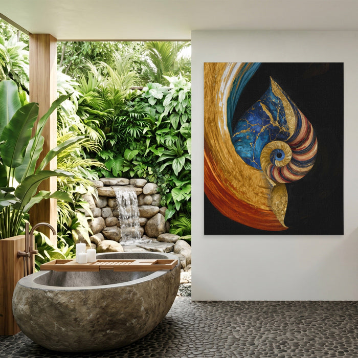 Nautilus Golden Spiral canvas wall art, room view