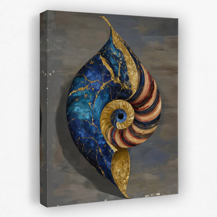 Nautilus Spiral Gold canvas wall art
