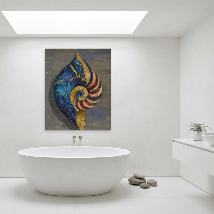 Nautilus Spiral Gold canvas wall art, room view
