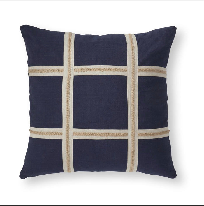 Navy and Jute Pillow