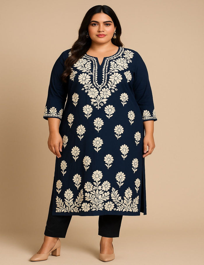 Navy blue chikankari kurti Singapore