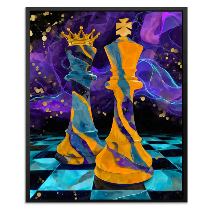 Neon Chess Royalty canvas wall art, room view