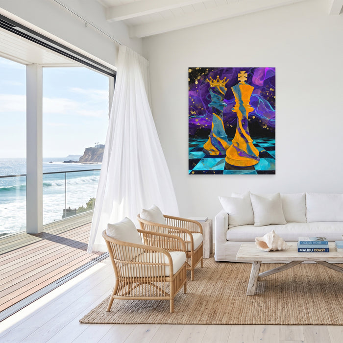Neon Chess Royalty canvas wall art, room view