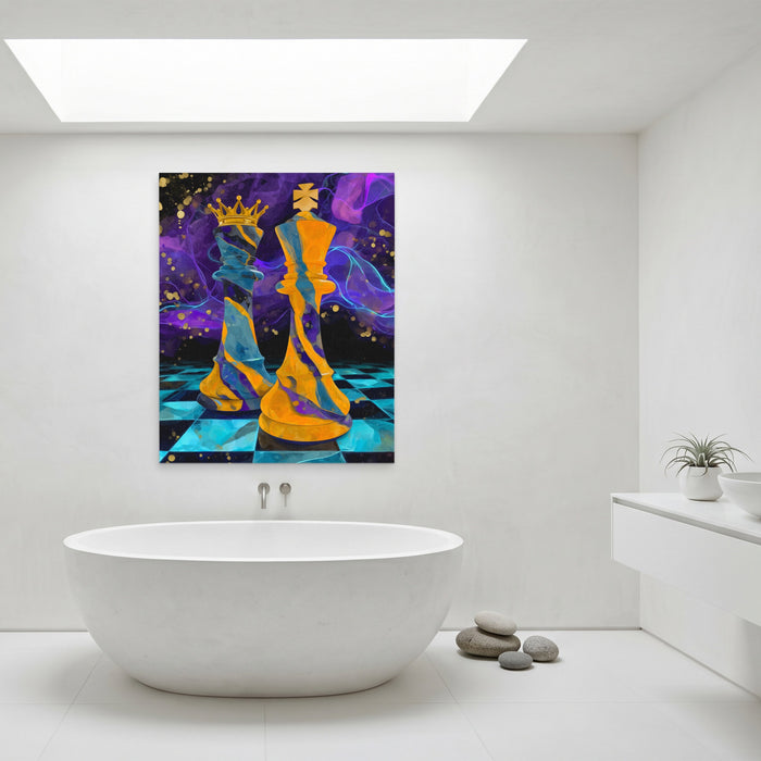 Neon Chess Royalty canvas wall art, room view
