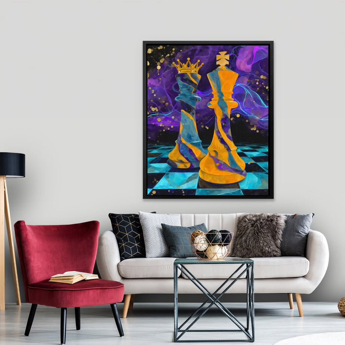 Neon Chess Royalty canvas wall art, room view