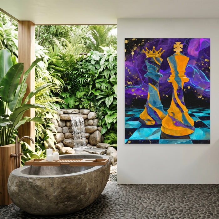 Neon Chess Royalty canvas wall art, room view