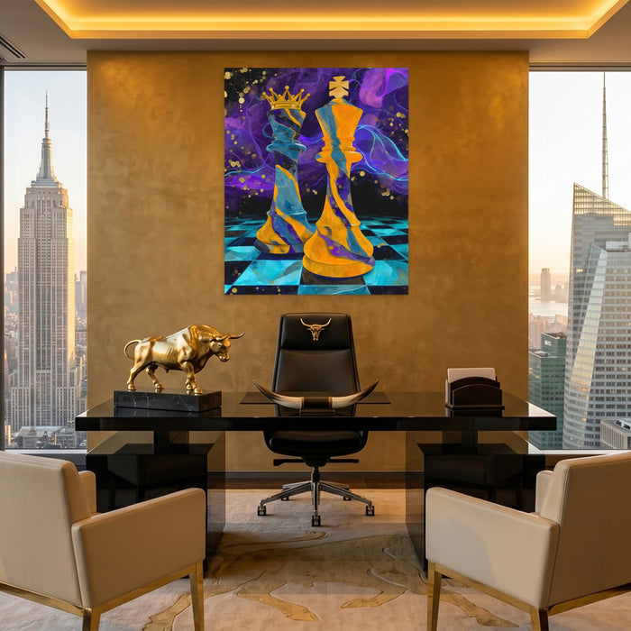 Neon Chess Royalty canvas wall art, room view