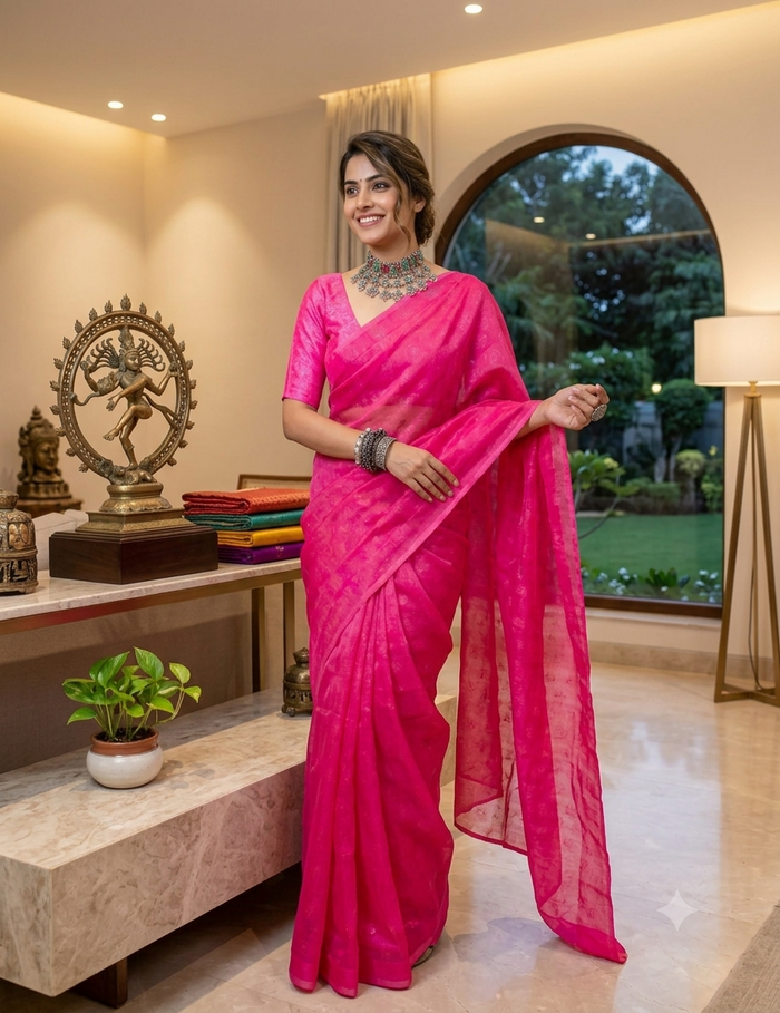 Neon Pink Saree
