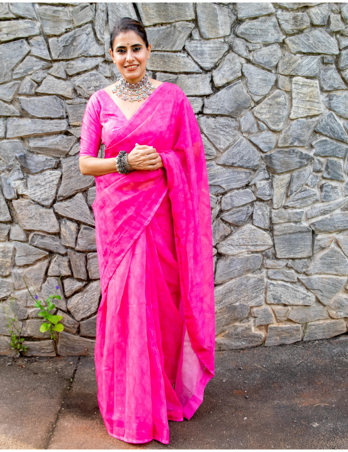 Neon Pink Saree