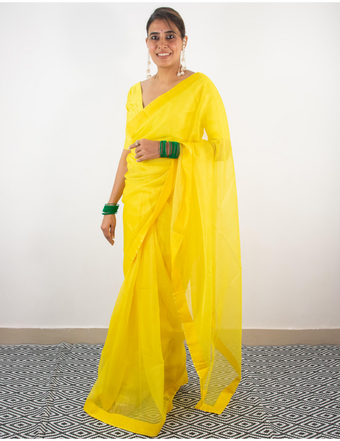 Neon Yellow Saree
