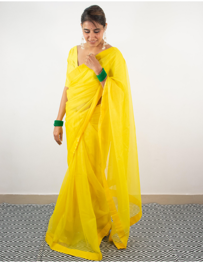 Neon Yellow Saree