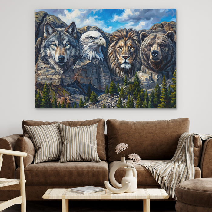 Noble Beasts Carved canvas wall art, room view