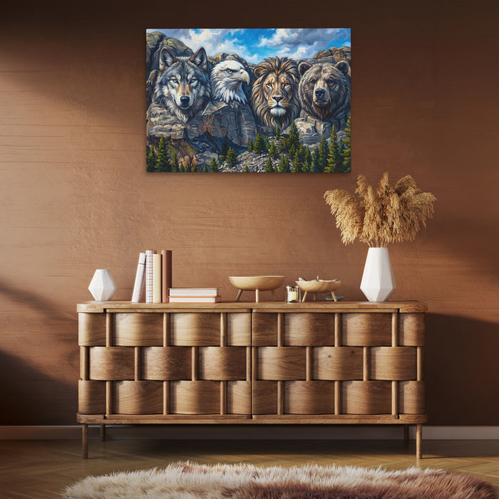 Noble Beasts Carved canvas wall art, room view