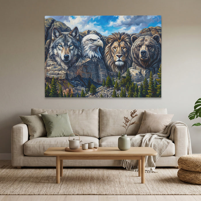 Noble Beasts Carved canvas wall art, room view