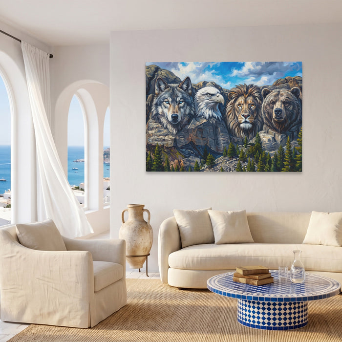 Noble Beasts Carved canvas wall art, room view