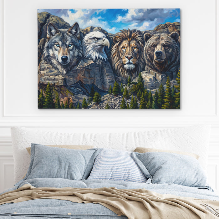 Noble Beasts Carved canvas wall art, room view