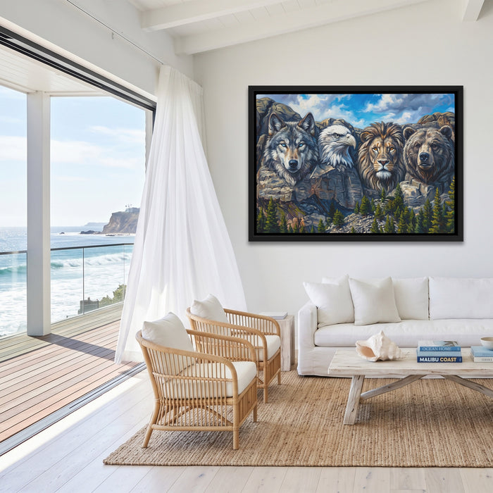 Noble Beasts Carved canvas wall art, room view