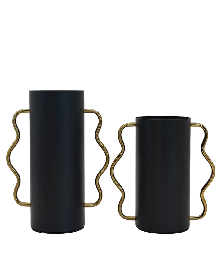 Noir Serpentine Tall  Metal Vase