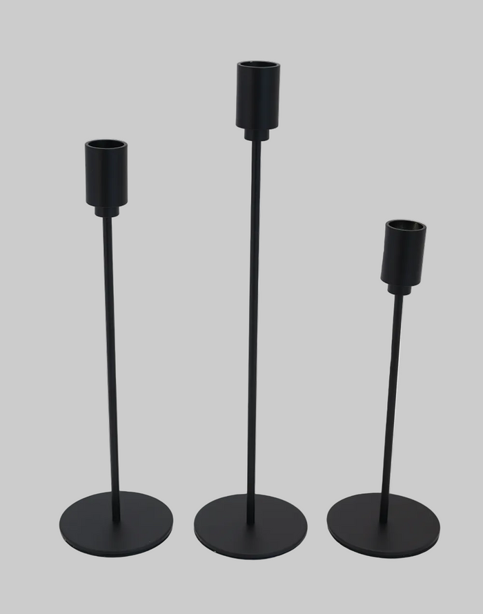 Obsidian Minimal Taper Candle Holders - Set of 3