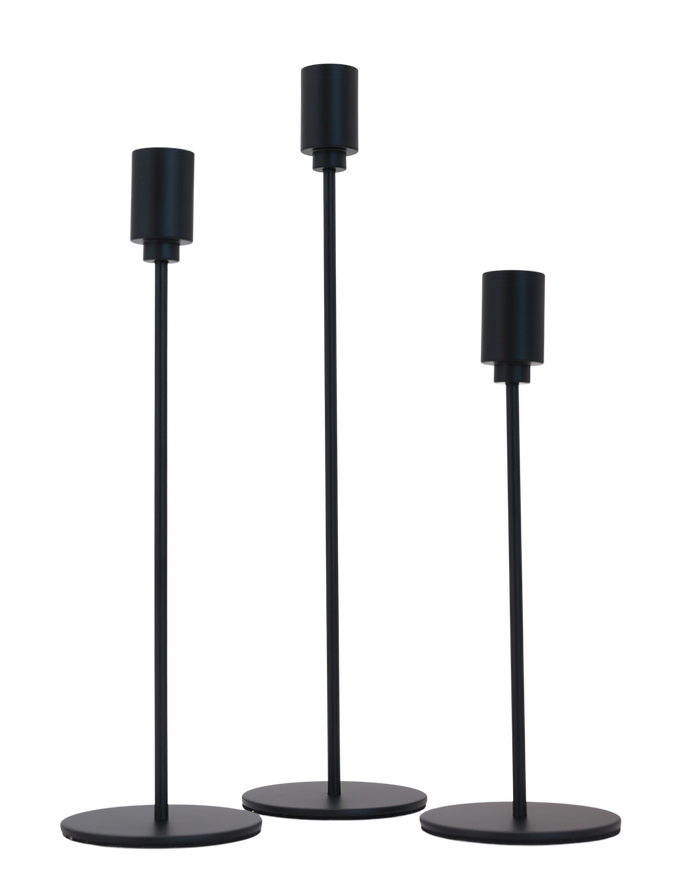 Obsidian Minimal Taper Candle Holders - Set of 3