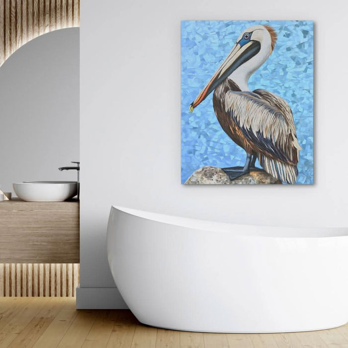 Ocean Pelican - Beige Bird Canvas Print