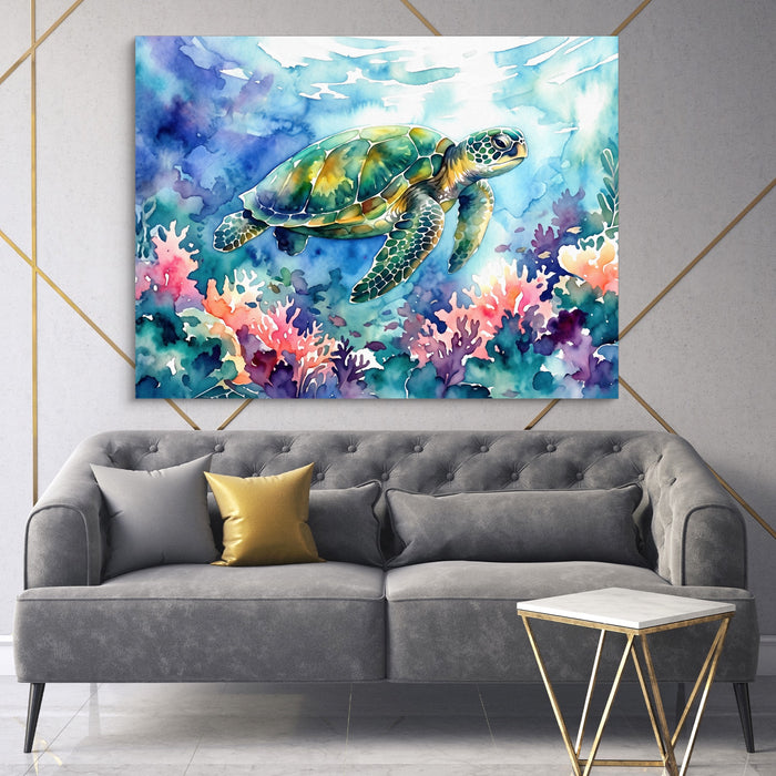 Ocean Turtle Swim — ocean turtle swim sq high fashion 1land flush print